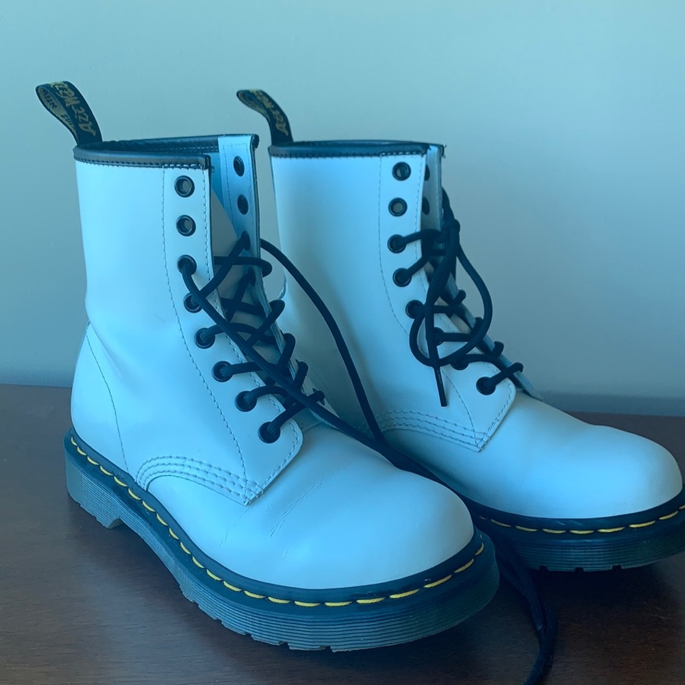 Dr. Martens white combat boots